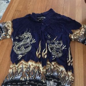 Dragon printed button down shirt